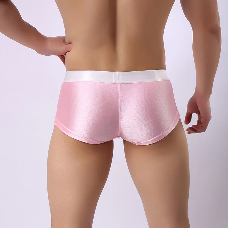 Mens Sexy Underwear Big Penis Pouch Boxer Shorts U Convex Ice Silk Underpants Shiny Swim Bikini Lingerie Ropa Interior Brillante