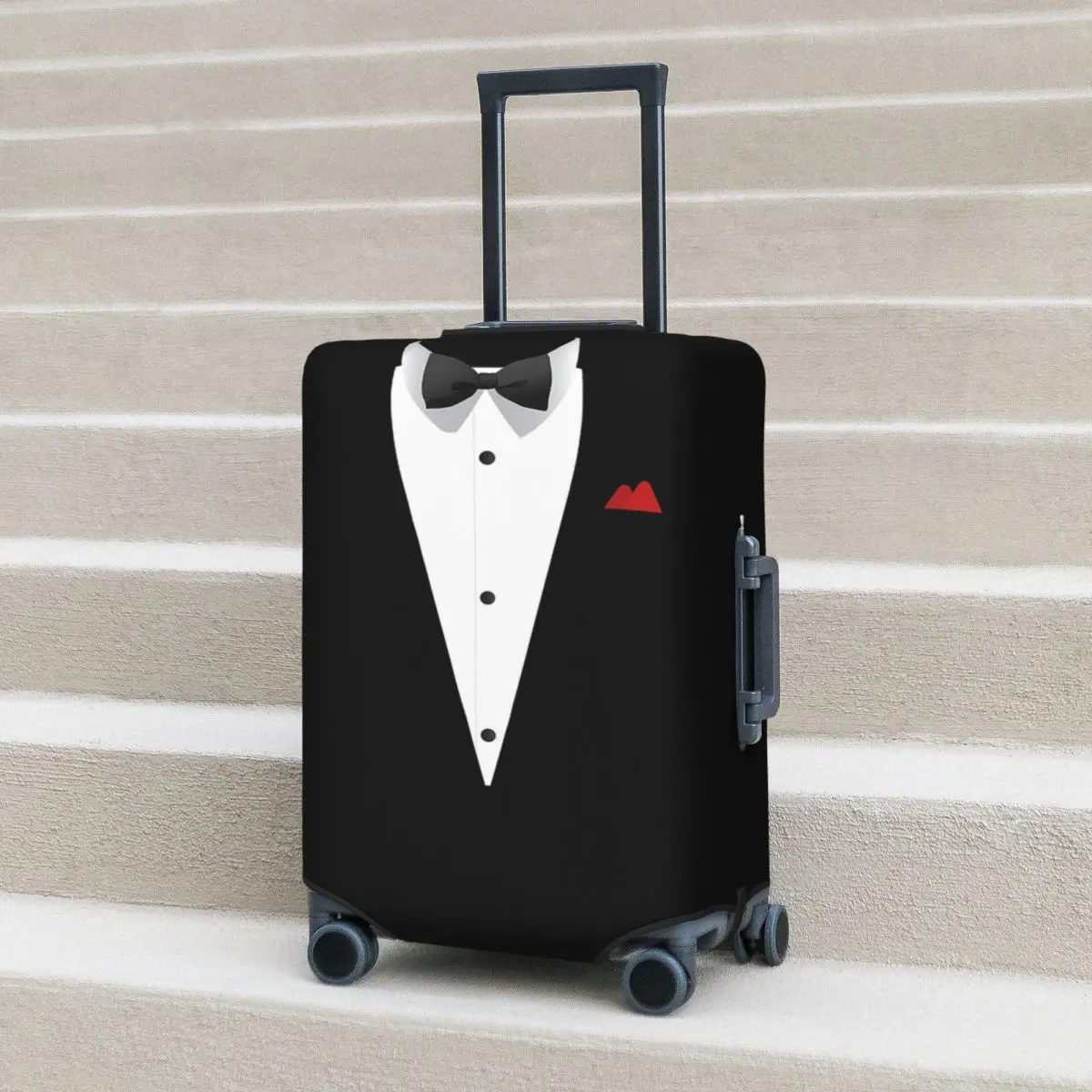 

Tuxedo Design With Bowtie For Weddings And Special Occasions Suitcase Cover Protection Elastic Trip Luggage Protector Covers