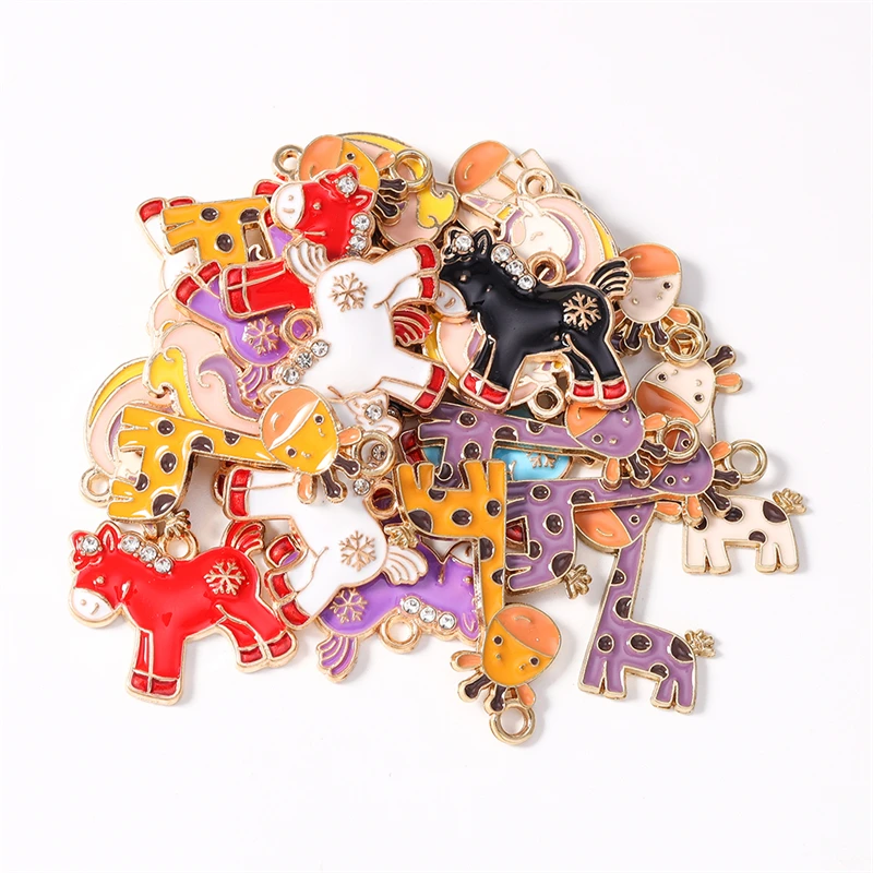 Duarte 20 Stück/Lot Cartoon-Emaille-Tieranhänger mit Pferdemotiv für die Herstellung von Halsketten, Ohrringen, Armbändern, DIY-Bastelarbeiten, Schmuckzubehör – Detail 4