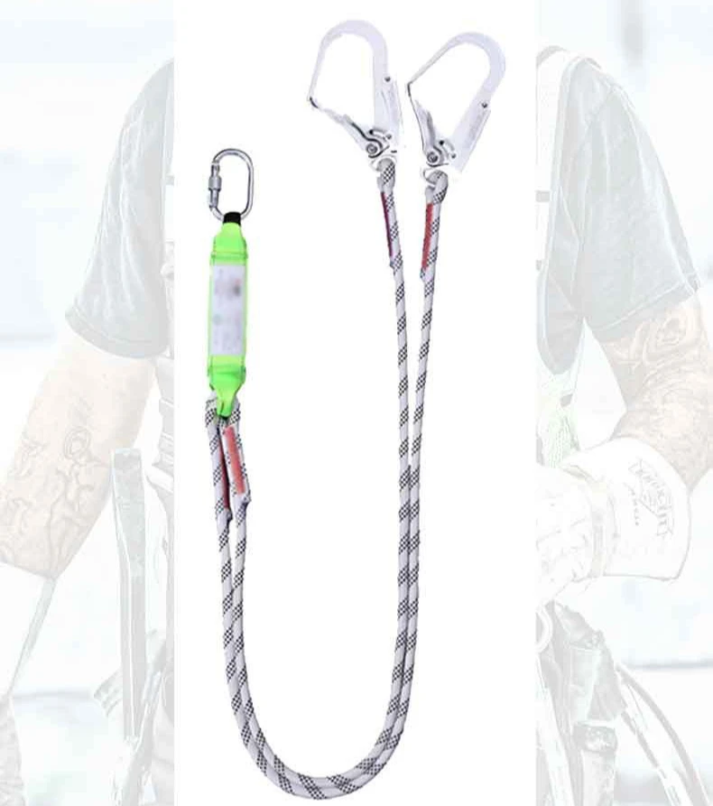 Fall Protection Abrasion-Resistant Safety Rope with Dual Hook Full Body Harness for High-Altitude Work Climbing Emergency Escape