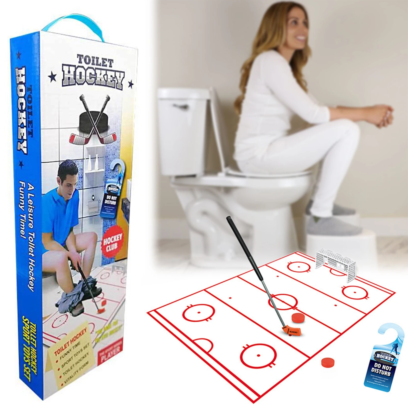 

Toilet Hockey For Adults,Funny Novelty Toilet Hockey Kit,Retractable Mini Hockey Set ,Indoor Bathroom Leisure Sports Game Fun,