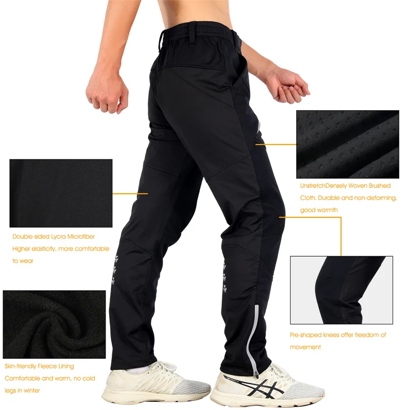 WEST BIKING Fahrradhose Winter Thermo-Fleece Reflektierende Warme Winddichte Herrenhose Wasserabweisende Outdoor-Langhose – Detail 8
