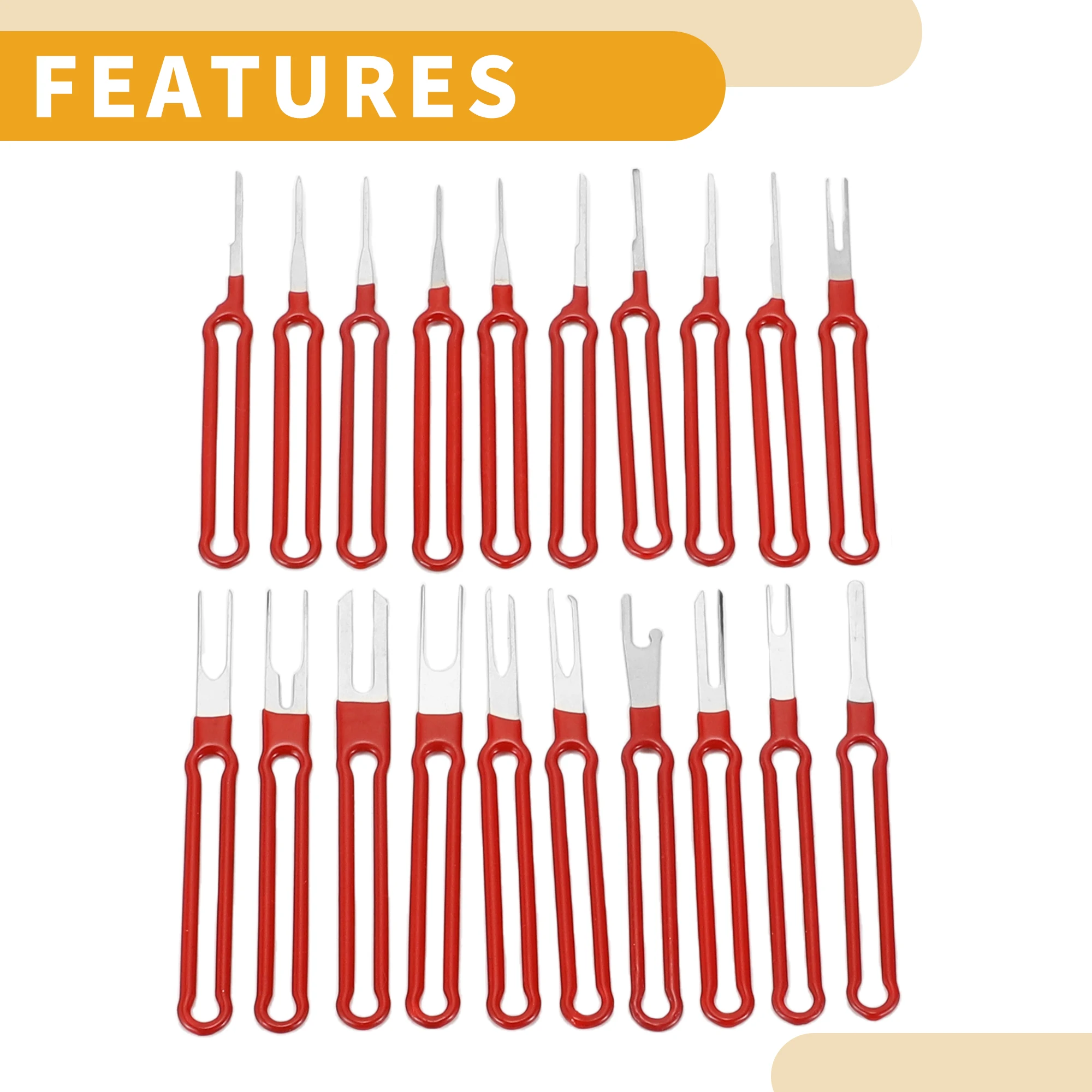 

UXCELL 39 Pcs Long Handle Shape Terminal Removal Tool Assortment Kit Wire Connector Terminal Pin Extractor Kit Red