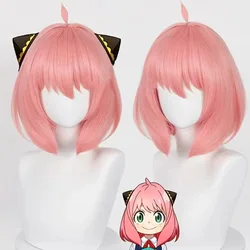 Anime Anya Forger Short Pink Cosplay Wig Short Hair Simulation Scalp Halloween Party Woman Wig+ 6.5CM Hair Clip Accessories