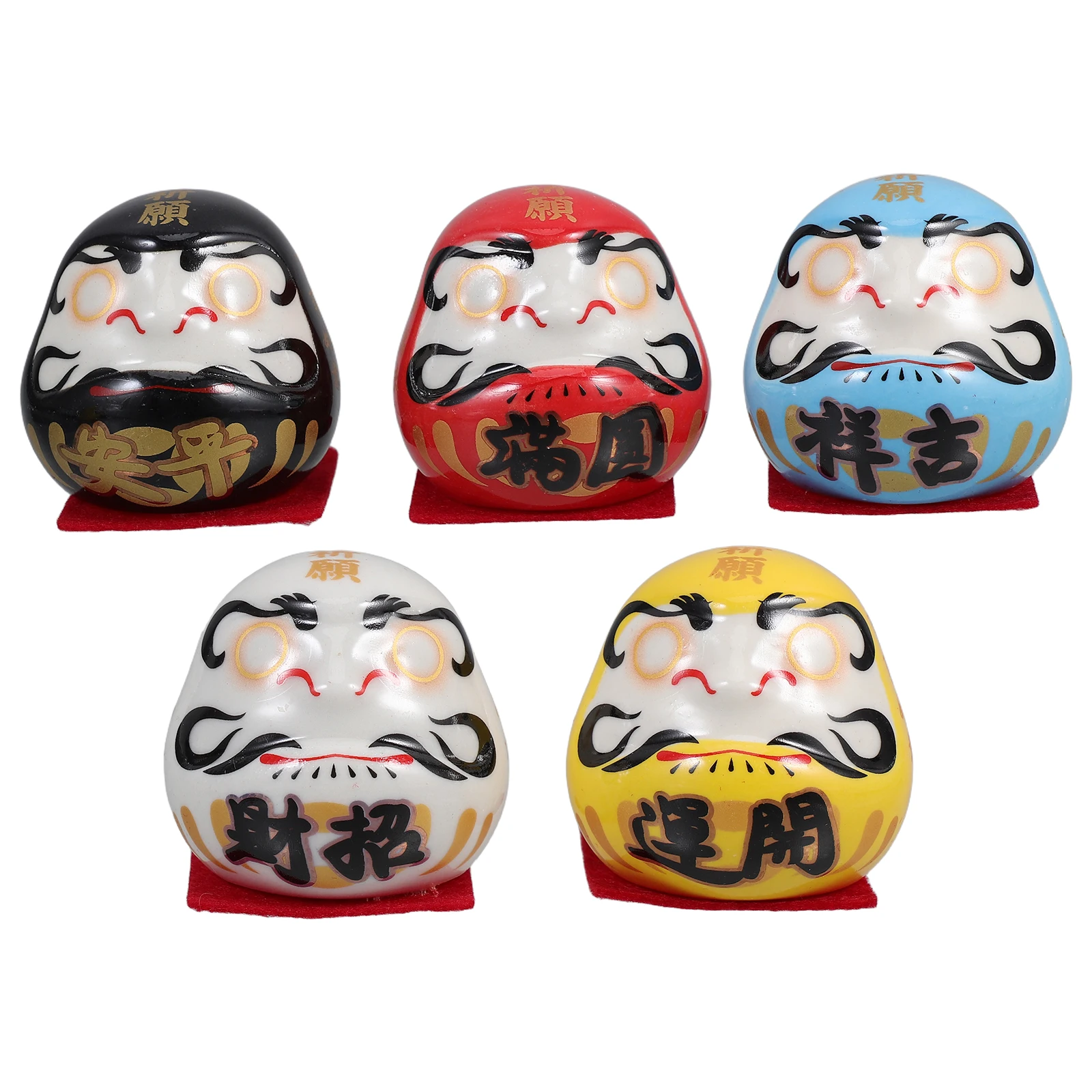 

5pcs Ceramic Japanese Style Good Luck Home Office Car Decor Small Statue Wedding Gift Mini Japan Figurines Living