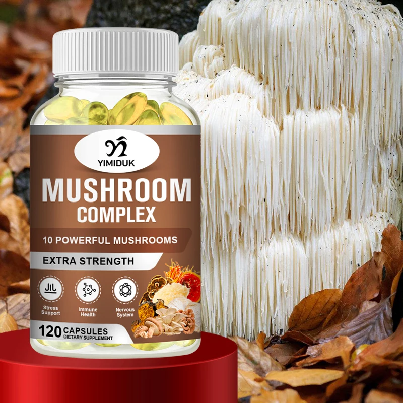 

10 in1 Mushroom Complex Supplements - Brain, Memory, Energy Production & Immune System - Concentrated with Lions Mane Mushroom