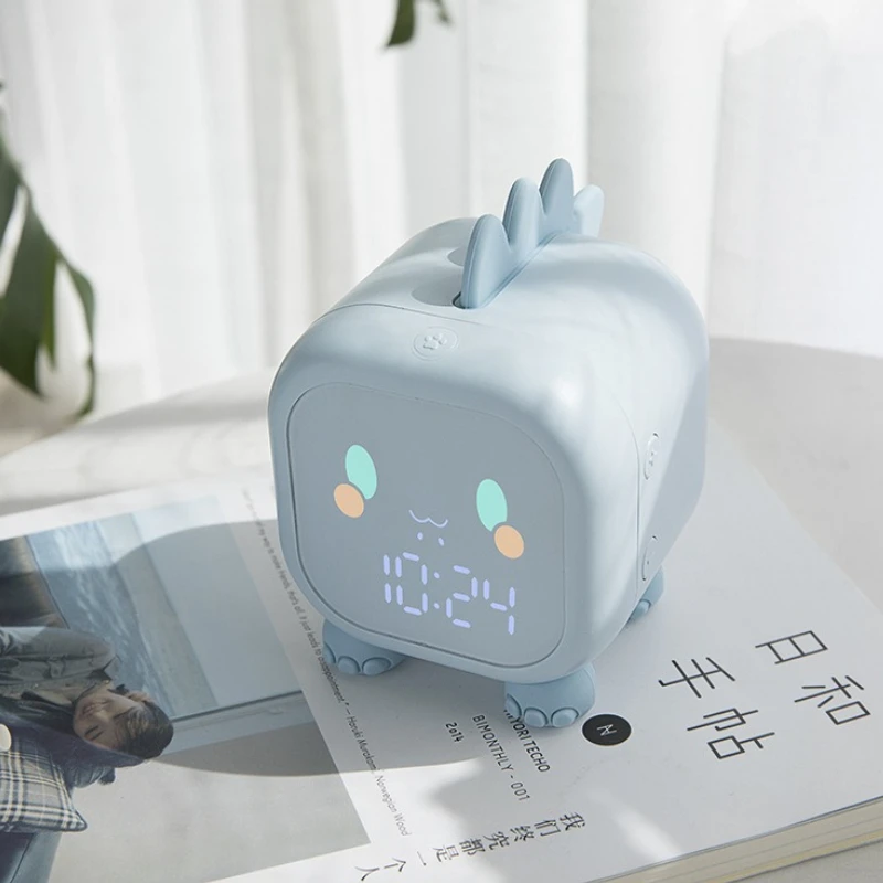 LED Alarm Clock Night Light Mini Digital Clock Smart Voice Control Adjustable Desk Clocks Bedroom Cartoon Countdown Table Clocks