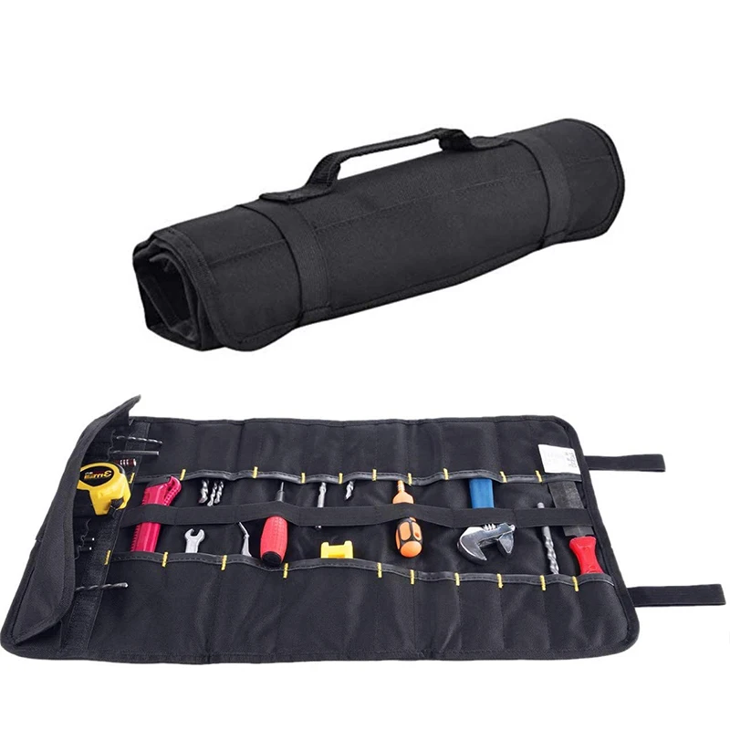 22 Pockets, Tool Roll Storage Box, Wrench Screwdriver Pliers Socket Canvas Bag, Eelectrician Men Use Storage Bag