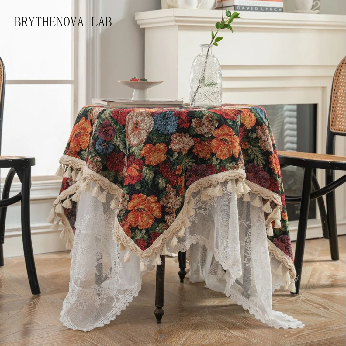 Table Cloth American Style Jacquard Iris Plant Bird Table Cloth Thick Tablecloth