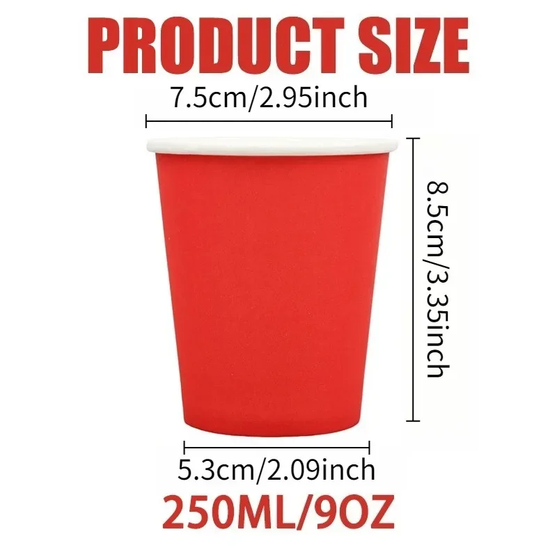 10/20/40PCS Colorful Disposable Paper Cups Solid Color Party Cups Birthday Paper Drink Cups for Wedding Baby Shower Picnic Event