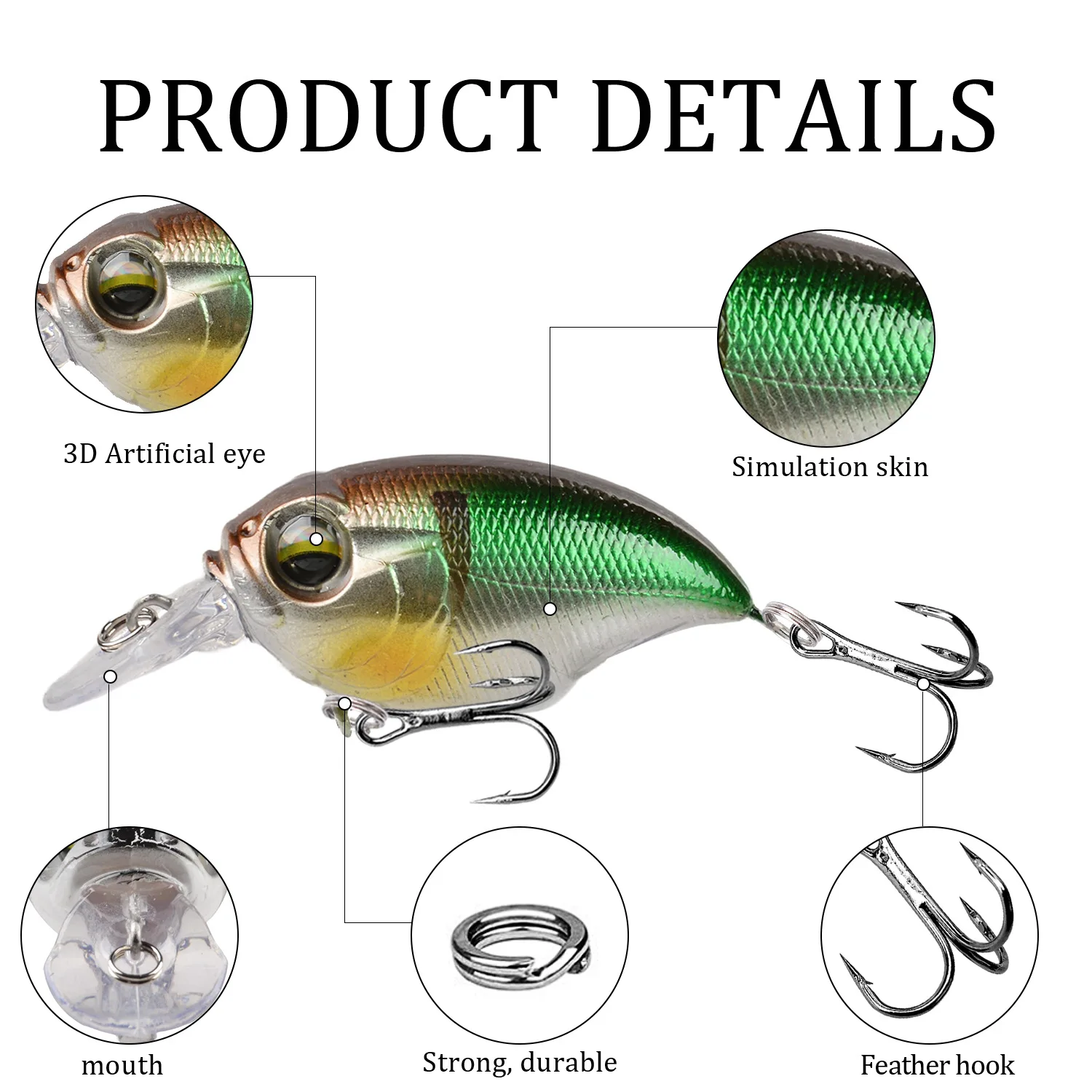 1Pcs Floating CRANKBAIT Fishing Lure 6cm 8.5g Wobblers Artificial Hard Bait Floating Sea Bass Lure Plastic Fish Fishing Tackle