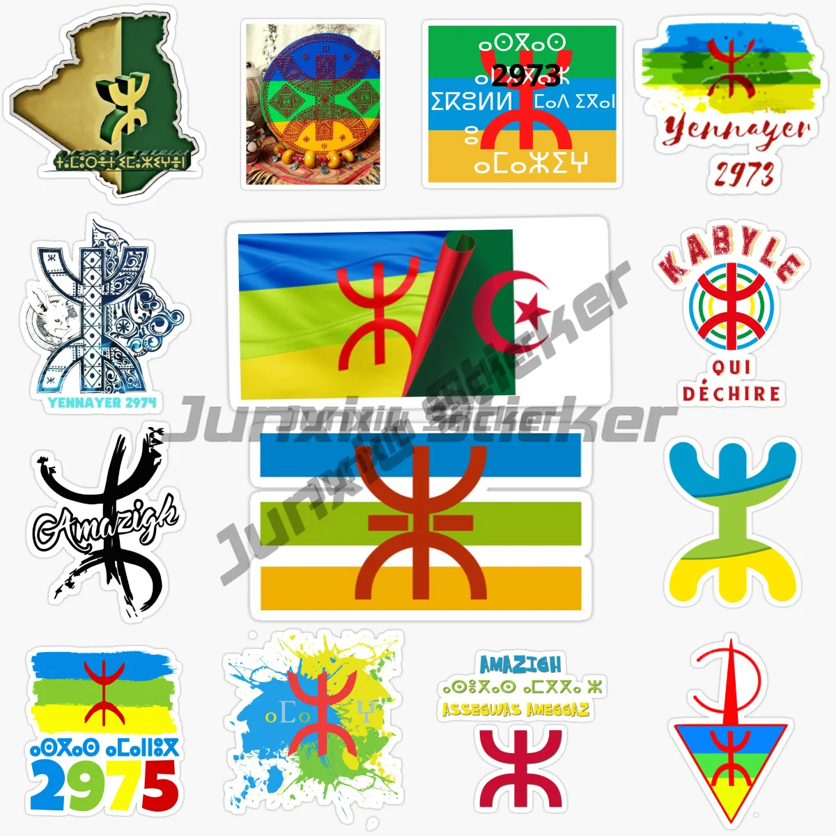

AMAZIGH Berbers Kabyle Flag Decals for Motorcycle Laptop Car RV SUV Vinyl Self-adhesive Car Stickers