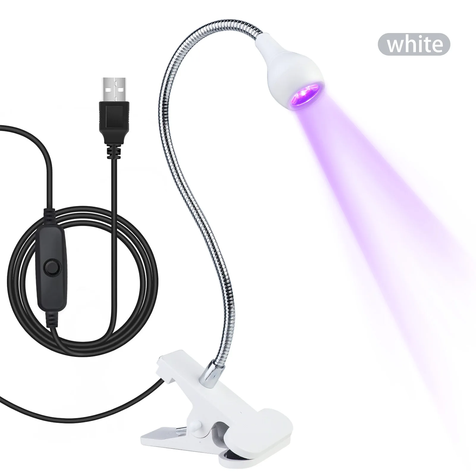 Misscheering 5W Mini Nail UV Adhesive Curing Lamp Purple Light with Clip and Switch USB Lamp Multi purpose One Lamp