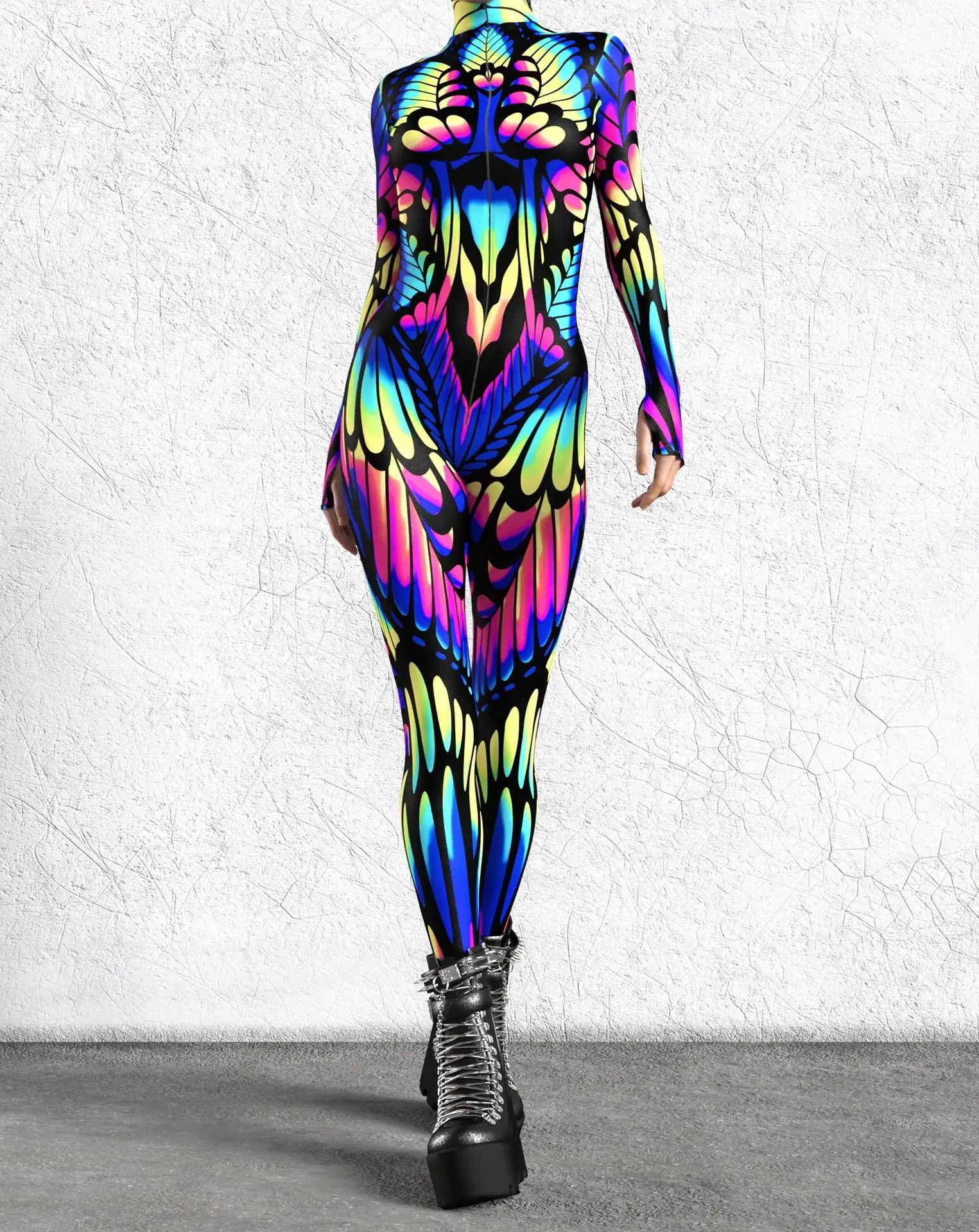 Halloween Bunter 3D-Druck Damen-Jumpsuit Erwachsener Sexy Rollenspiel-Bodysuit Party Bühnenauftritt Monos Catsuit Rave-Outfit – Detail 19