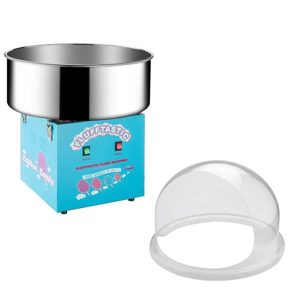 Cotton Candy Machine 1000W Flufftastic Floss Maker Stainless Steel Bowl Dome Clear Cover Parties Events