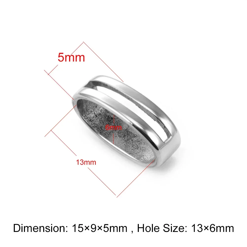 10pcs 316L Stainless Steel Large Hole Spacer Beads Leather Cord Bracelet DIY Jewelry Making Men Slider Charms Accessories