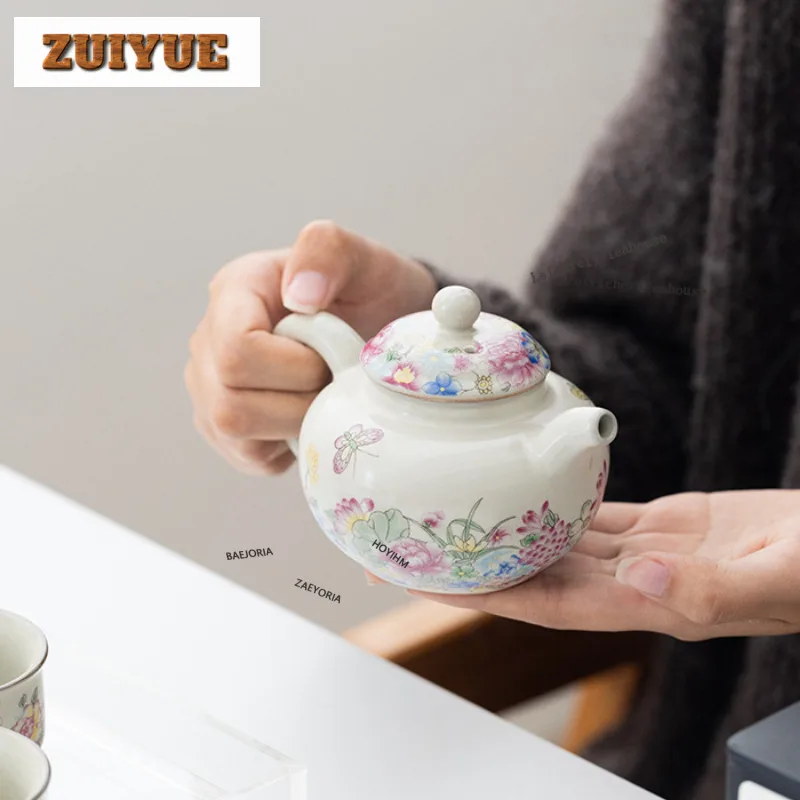 Hand Painted Butterfly Love Flower Tea Set Complete Set Boutique Tea Ceremony Set Teapot And Tea Cup Set Tea Items Collection
