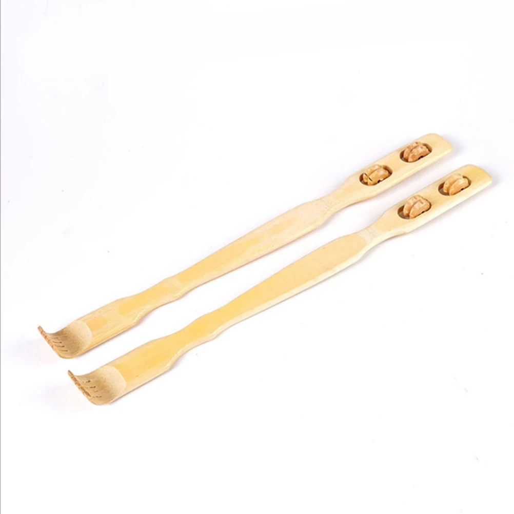 

2 Pcs Massage Stick Massager Adults Back Scratcher Retractable Wooden Bamboo Man