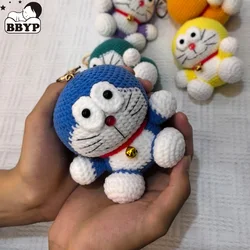 Cartoon Cat Doll Handmade Woven Knitting Yarn Keychain Wool Thread Hook Weaving Crochet Doll Decoration Creative Gifts