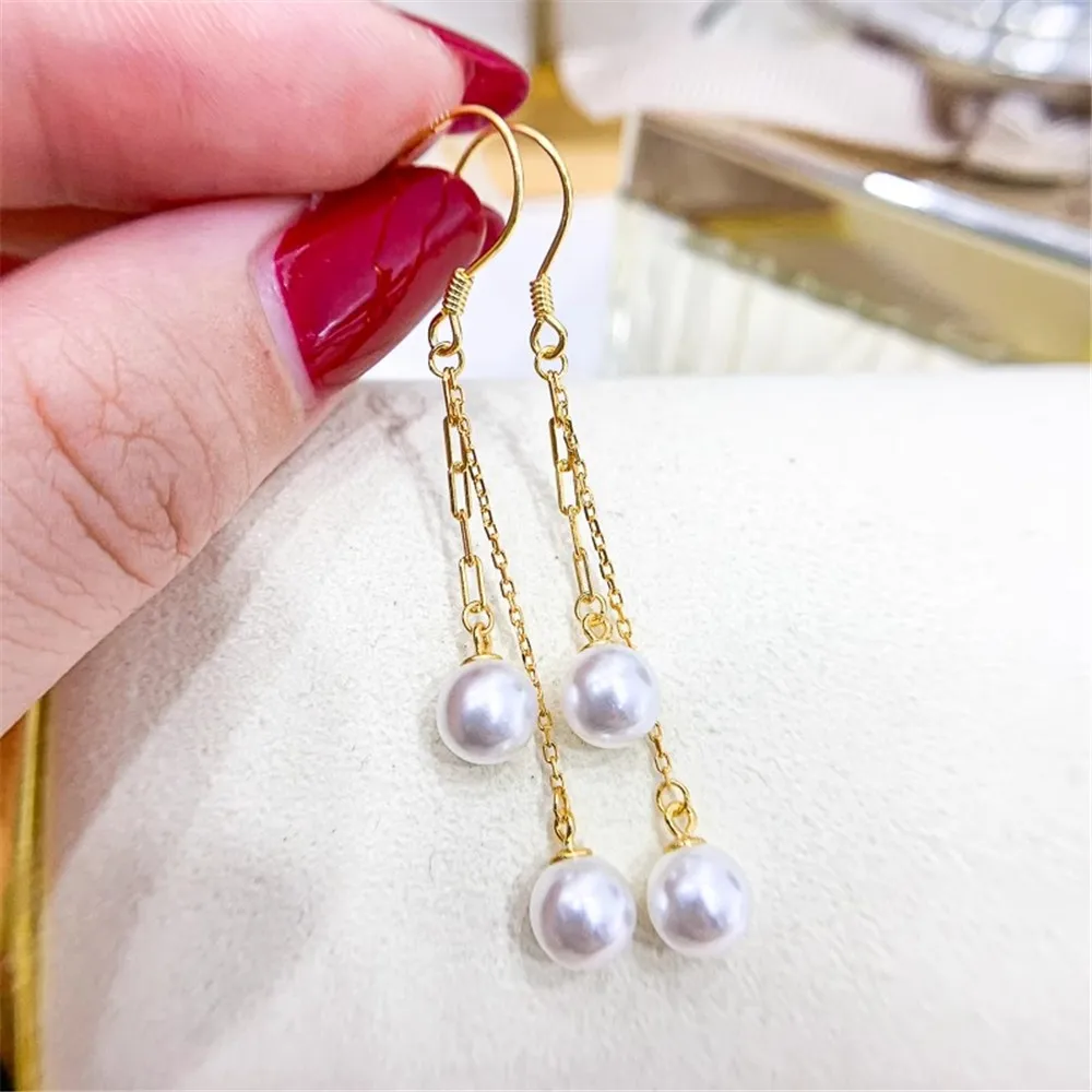 

DIY Pearl Mini Accessories S925 Pure Silver Ear Stud Empty Holder Gold Silver Earrings Fit 6-10mm Oval E087