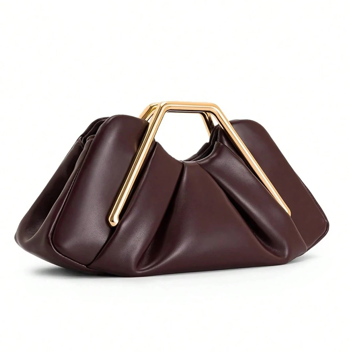 

Women's PU Leather Pleated Going Out Clutch Bag Top Handle Evening Bag Party Wedding Bridesmaid Geometric Metal Handle Handbag