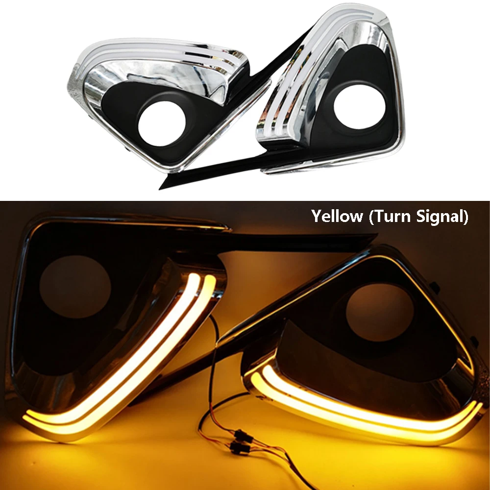 

2Pcs LED DRL Daytime Running Lights Daylight turn Signal lamp Style For Toyota Fortuner 2015 2016 2017 2018 Car Accessories