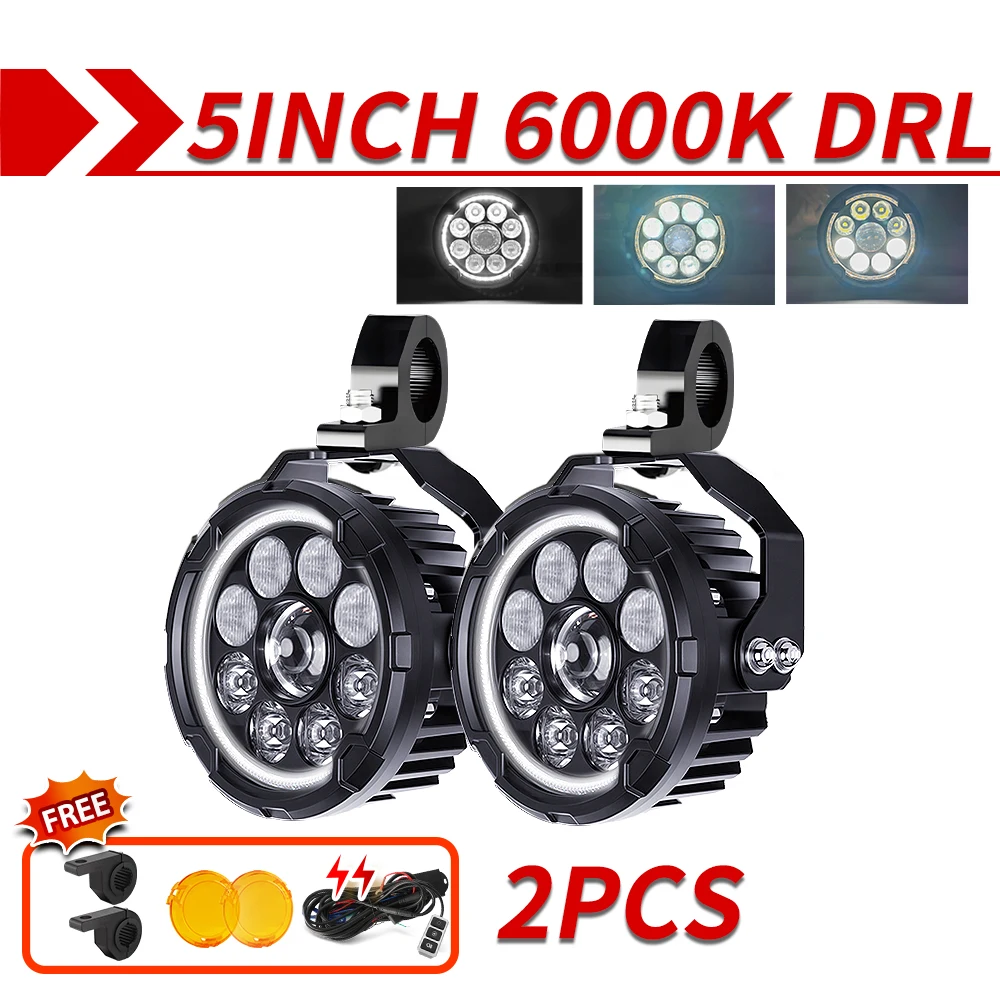 CO LICHT 5 "Motorfiets Extra Lamp Externe 12V 24V Voor BMW R1200 GS R1250GS 1250LC ADV k1600B Hoge Dimlicht Amber Wit DRL