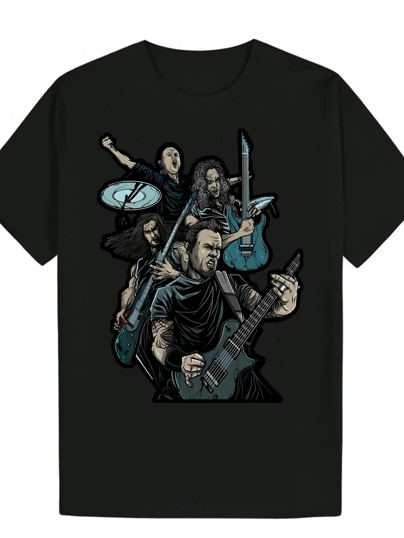 

Men'S Rock Band Casual Crew Neck Short Sleeve T-Shirt