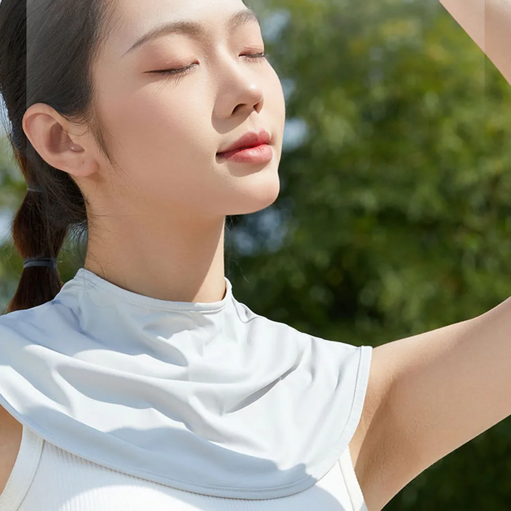 Solid Color Summer High Quality Ice Silk Sun Protection Neck Protection Shawl Women Outdoor Driving Uv Protection Neck Cover