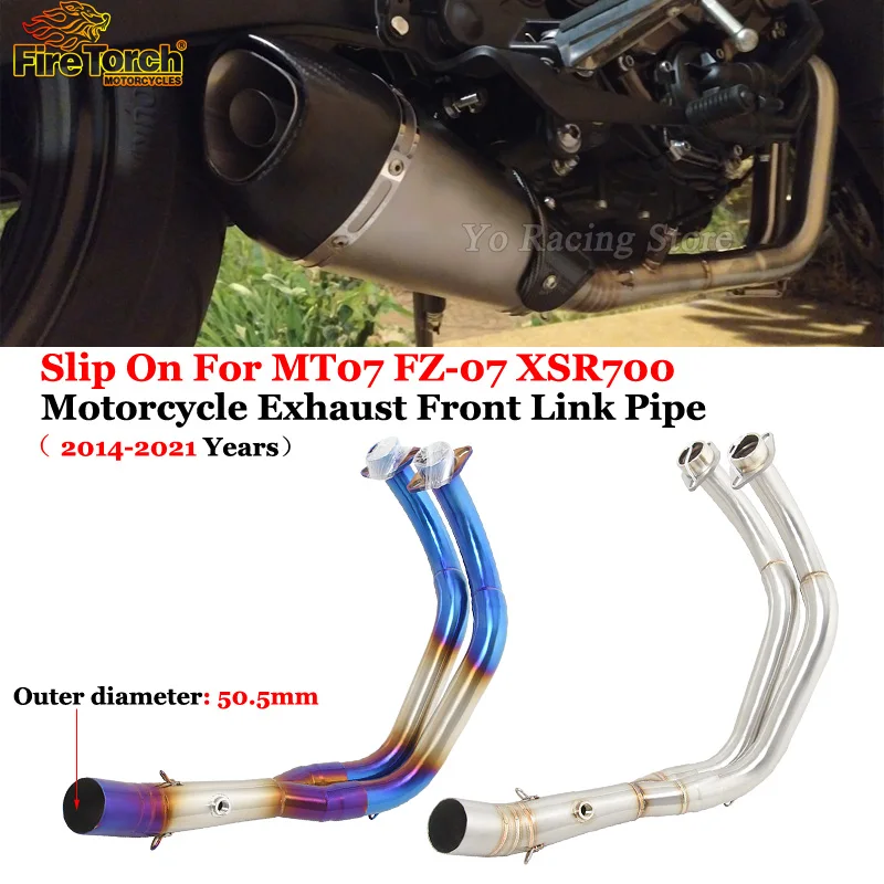 

Slip-On For MT-07 MT07 FZ07 FZ 07 XSR700 XSR 700 2014 - 2021 Motorcycle Exhaust System Front Link Pipe Connecting 51mm Muffler