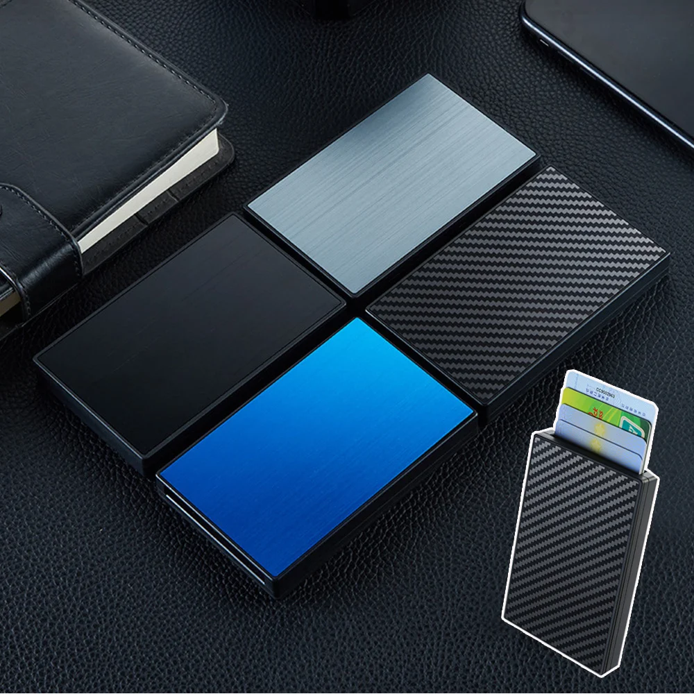 Automatic Side Button Business Card Holder Metal Aluminum Case Credit Card Box Card Holder Card Wallet Alloy Business Card Case