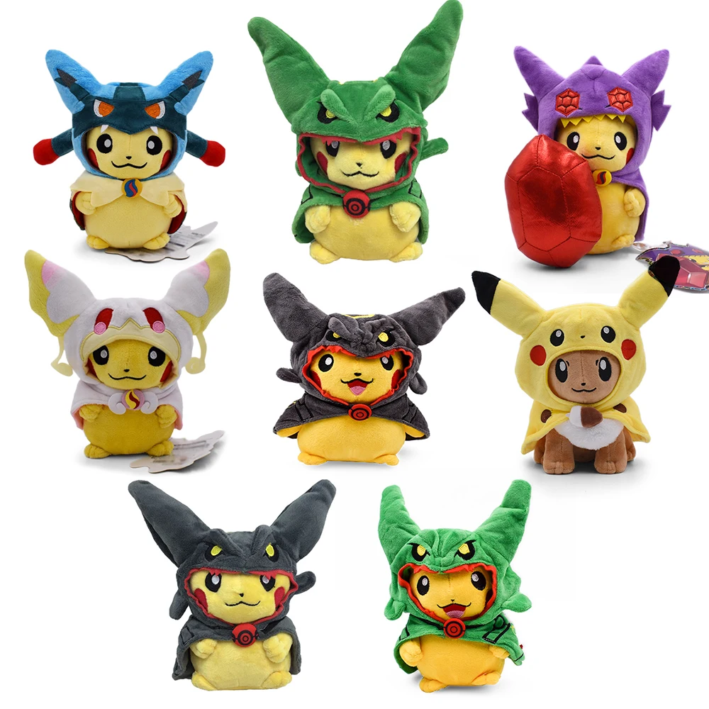 Pikachu Cos Eevee Cosplay Plush Toys Charizard Peluche Lucario Stuffed Animal Doll Collectible Gift,Cartoon 20-30CM