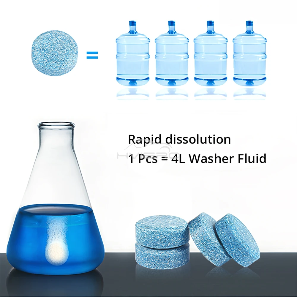 車のフロントガラスの固体石鹸、窓ガラス洗浄洗浄塗料、発泡性保護ホイルタブレット、クリーナー、タブレット、4個