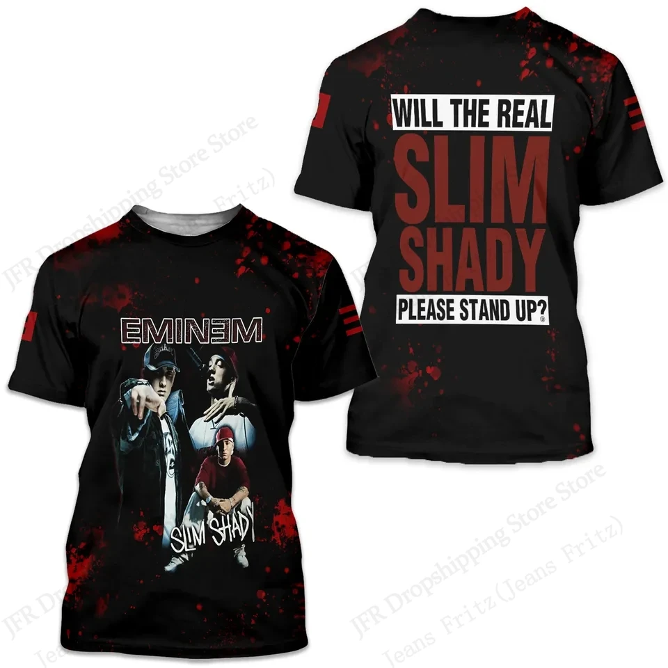 2026 Rap Rapper Eminem Album 3d Print T-shirt Men Women Fashion Street Plus size Short Sleeve Tops Tees Men Clothing Slim Shady