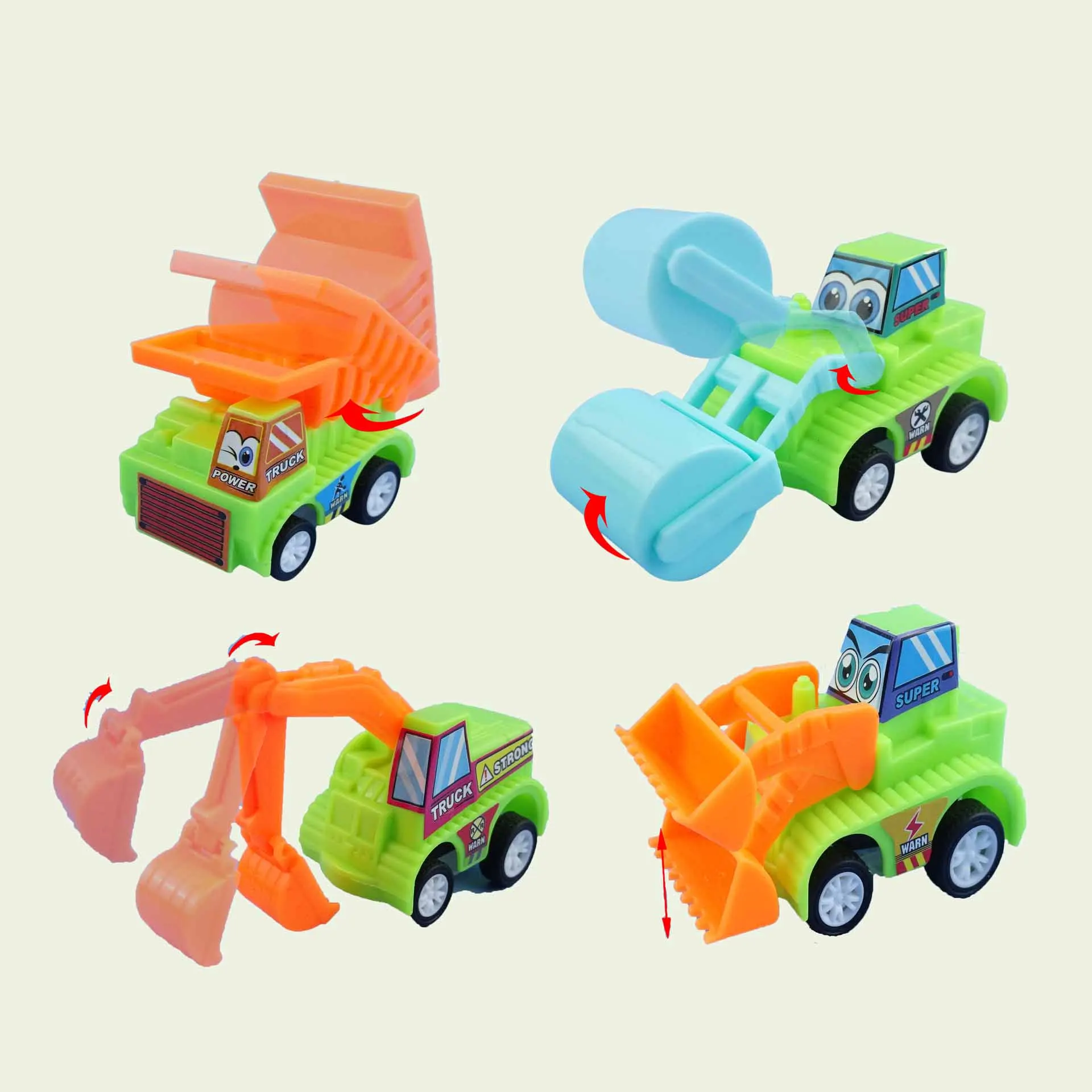 5Pcs Kids Pull Back Car Toys Mini Plastic Cartoon Engineering Car Series Toys regalo per l'asilo Twisted Egg Inertia Car Toys