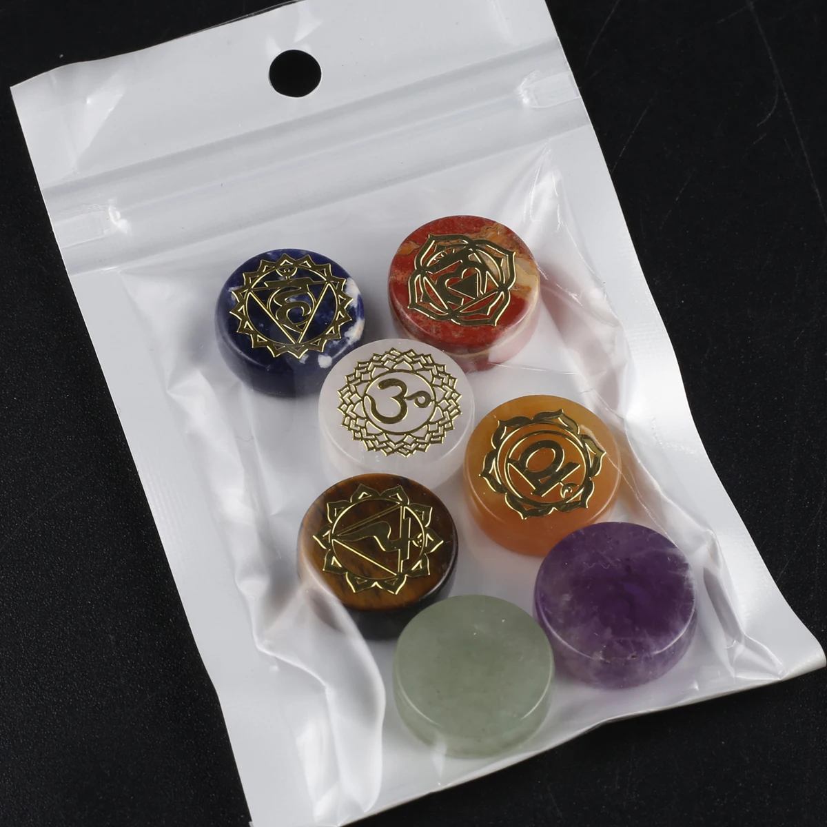 7pcs Hetes chakras Félkegyelmű Csiszolt üveg Ametiszt sodalite Meghiggad Kvarc Gyógyítás Bájolás Lelkierő reiki Energia Kő Jóga Aura