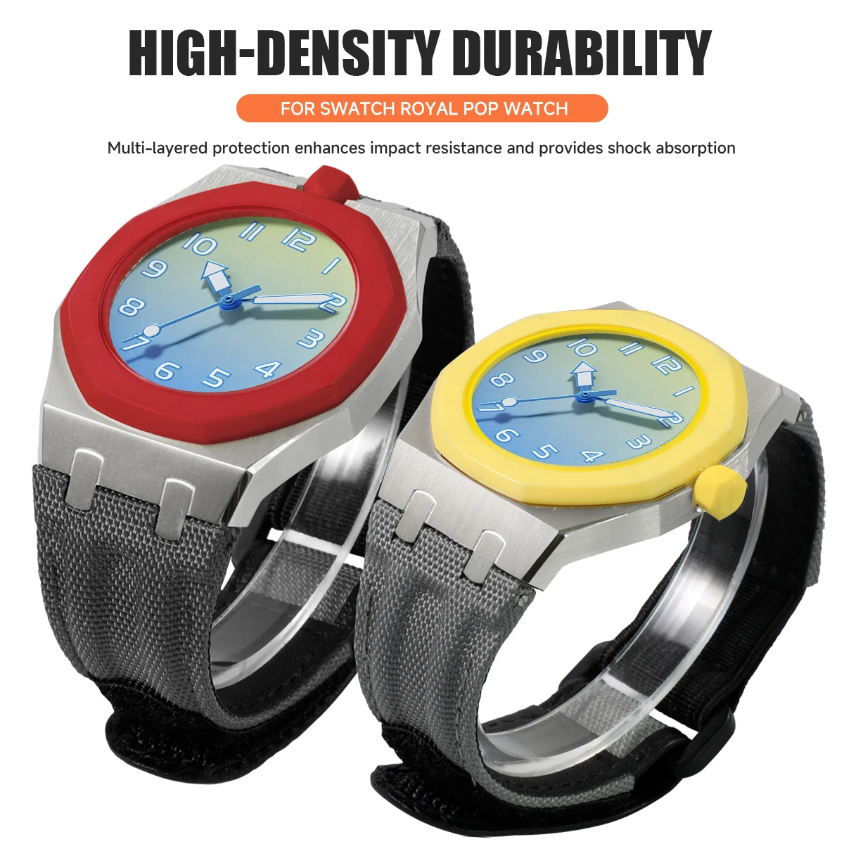 Nylon + Metal Case Modification Kit for Swatch X AP Royal POP Elastic Sport Band Protective Cover Convert Pocket To Wristwatch