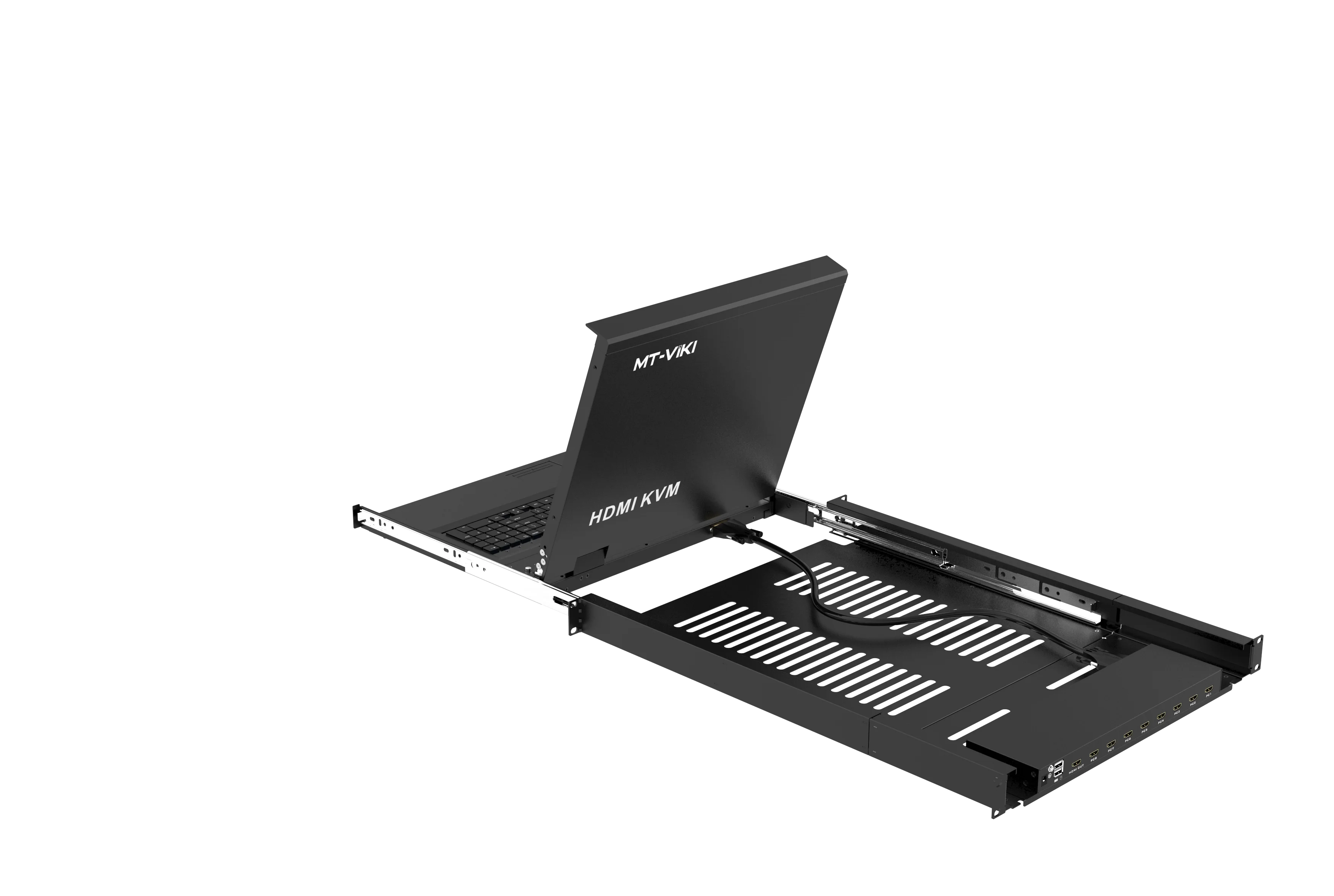 

17.3 Inch H D M I LCD KVM Switch 8 Port + 8-pack Cables, MT-VIKI 8x1 LCD KVM Console 1U Rack LCD KVM Switch