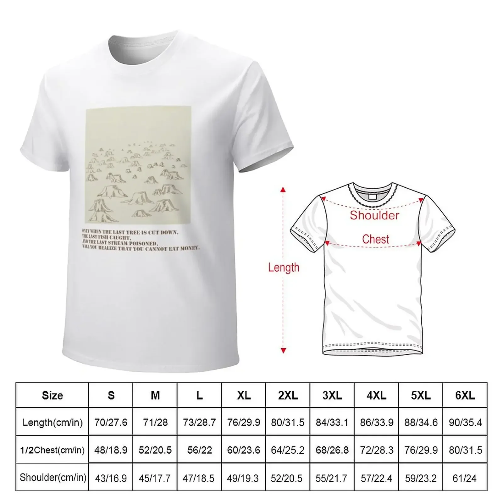 T-shirt vintage pour hommes, haut d'été, vêtements, quand le dernier arbre est coupé