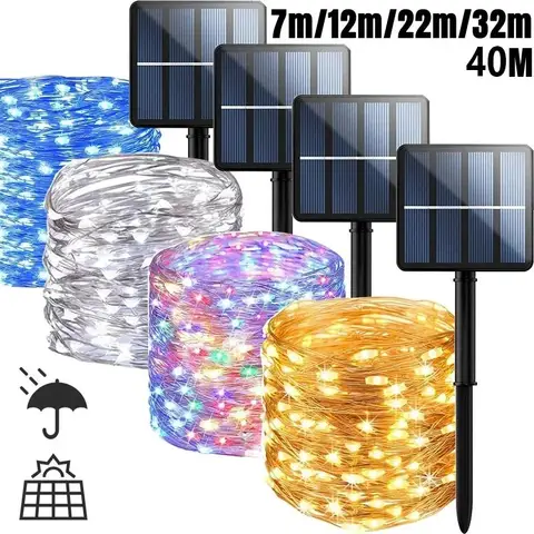 LED 태양 문자열 빛 야외 정원 요정 조명 400 Led 방수 램프 크리스마스 파티 장식 7m/12m/22m/32m/40m