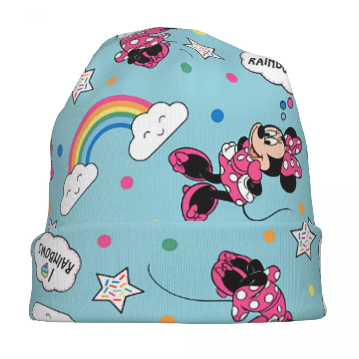 ミッキーミニーマウス愛虹ボンネット帽子秋冬屋外スカリービーニー帽子男性女性用春多機能キャップ