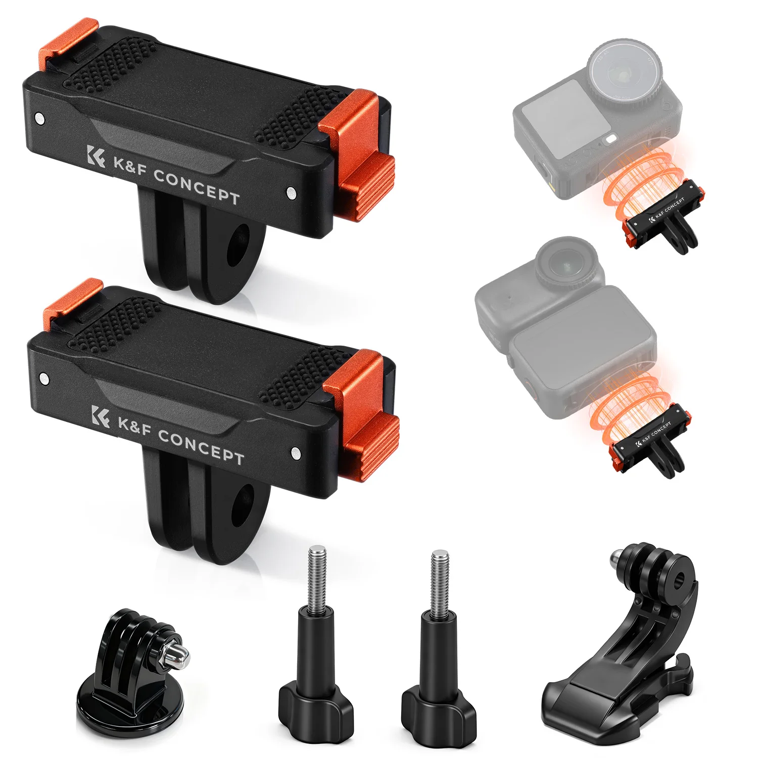 K&F CONCEPT Magnetische snelkoppelingshouder voor DJI Osmo Action 6 en DJI Osmo Action Nano – tweezijdig, geen gereedschap nodig met 1/4"-schroefdraad en GoPro-adapter