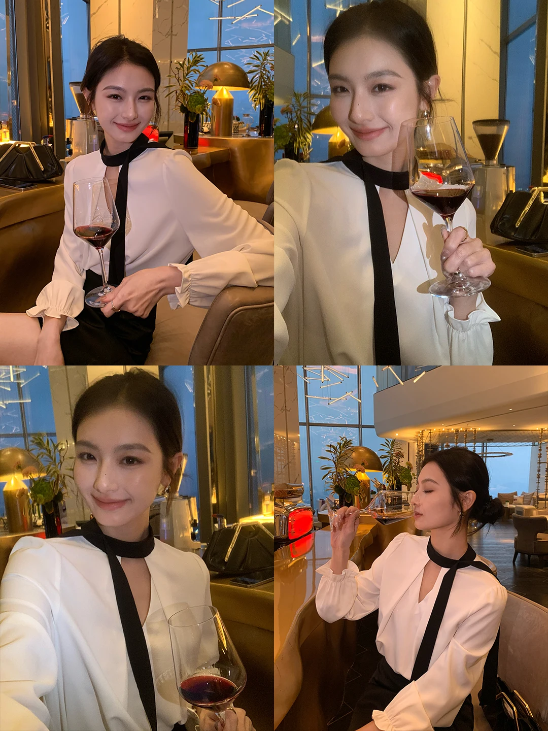 

Ele Hepburn Sle Long Sve irt Women's Loose Fit V-Ne Hanging Ne Tie Design Polyester Fiber Resistant to Deforma...