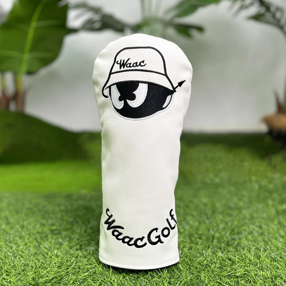 흰색 골프 클럽 보호 커버, 자수 패턴 디자인, 골프 액세서리, PU 소재, 골프 클럽을 더 잘 보호합니다.