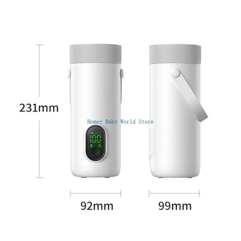 Calentador leche portátil B2QD, taza calefactora inalámbrica 350ml, tecnología ebullición rápida agua, diseño a