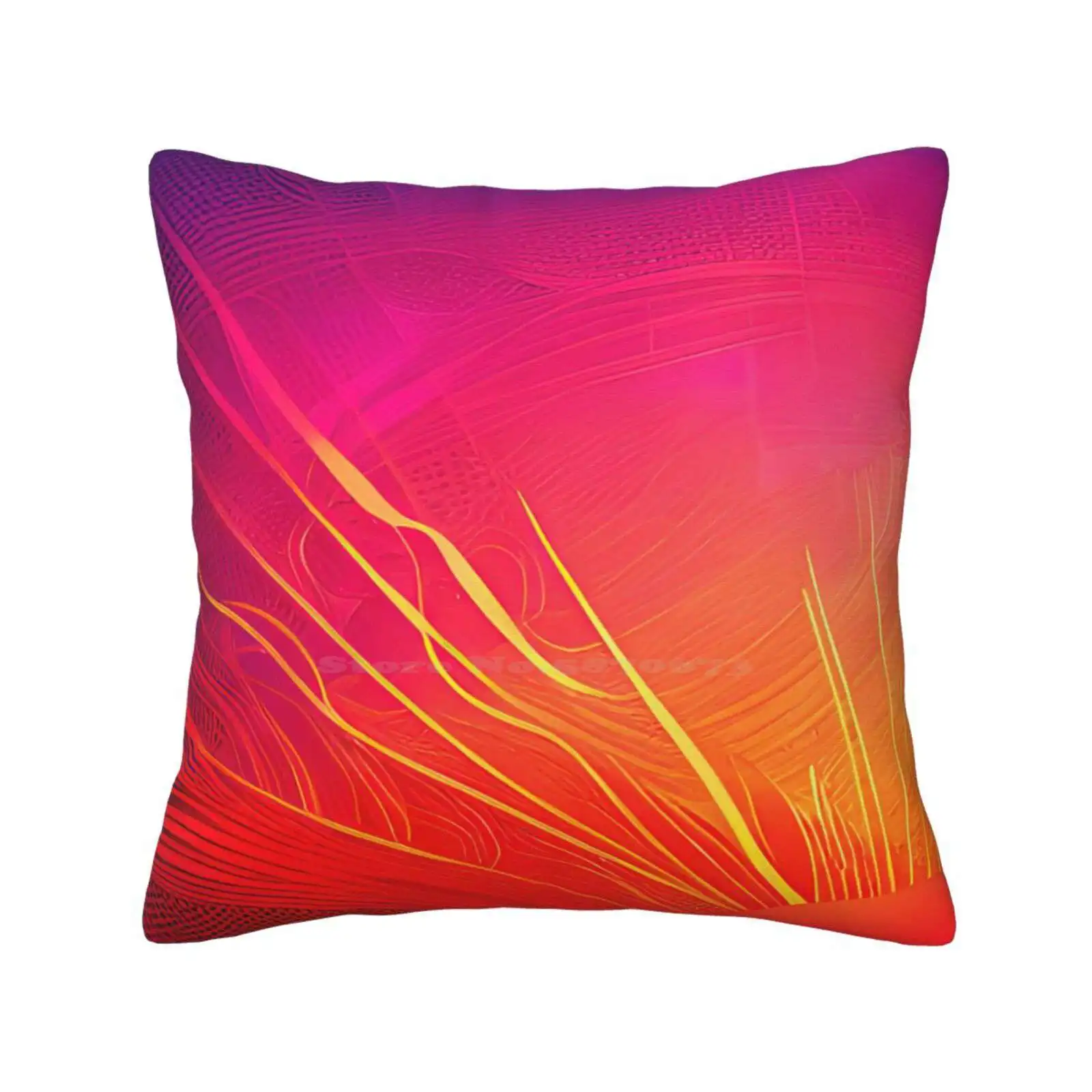 Babbling Sun Pillow Cover Hug Pillowcase Warm Modern Abstract Sun Lines Red Purple Stylish Invigorating Inspiring