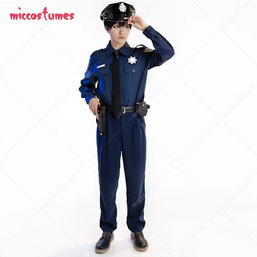 Adult Police Officer Long Sleeve Cosplay Costume for Men with Hat