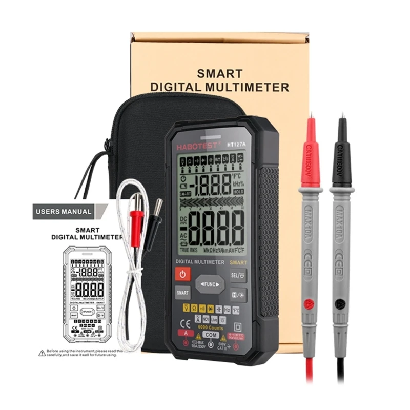 

HT127A Multimeter Universal Tester 6000 Counts Auto True-RMS with NCV for AC-DC AC-DC Current Detection