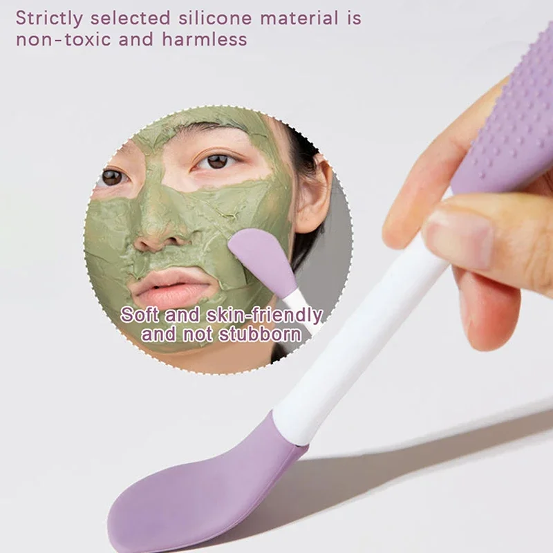 1PC Siliconen Dubbele Hoofd Gezichtsmasker Borstel Facial Exfoliëren Mee-eter Verwijderen Cleanser Brush Modder Film Spatel Gezichtsverzorging tool