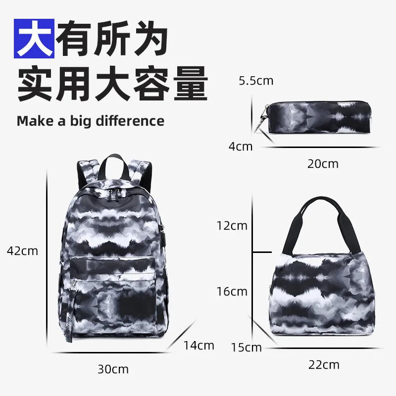 Cute Kids School Backpacks for Women Teenager Girls Boys Large Capacity Primary Student Schoolbag Lunch Bags and Pencil Case Set